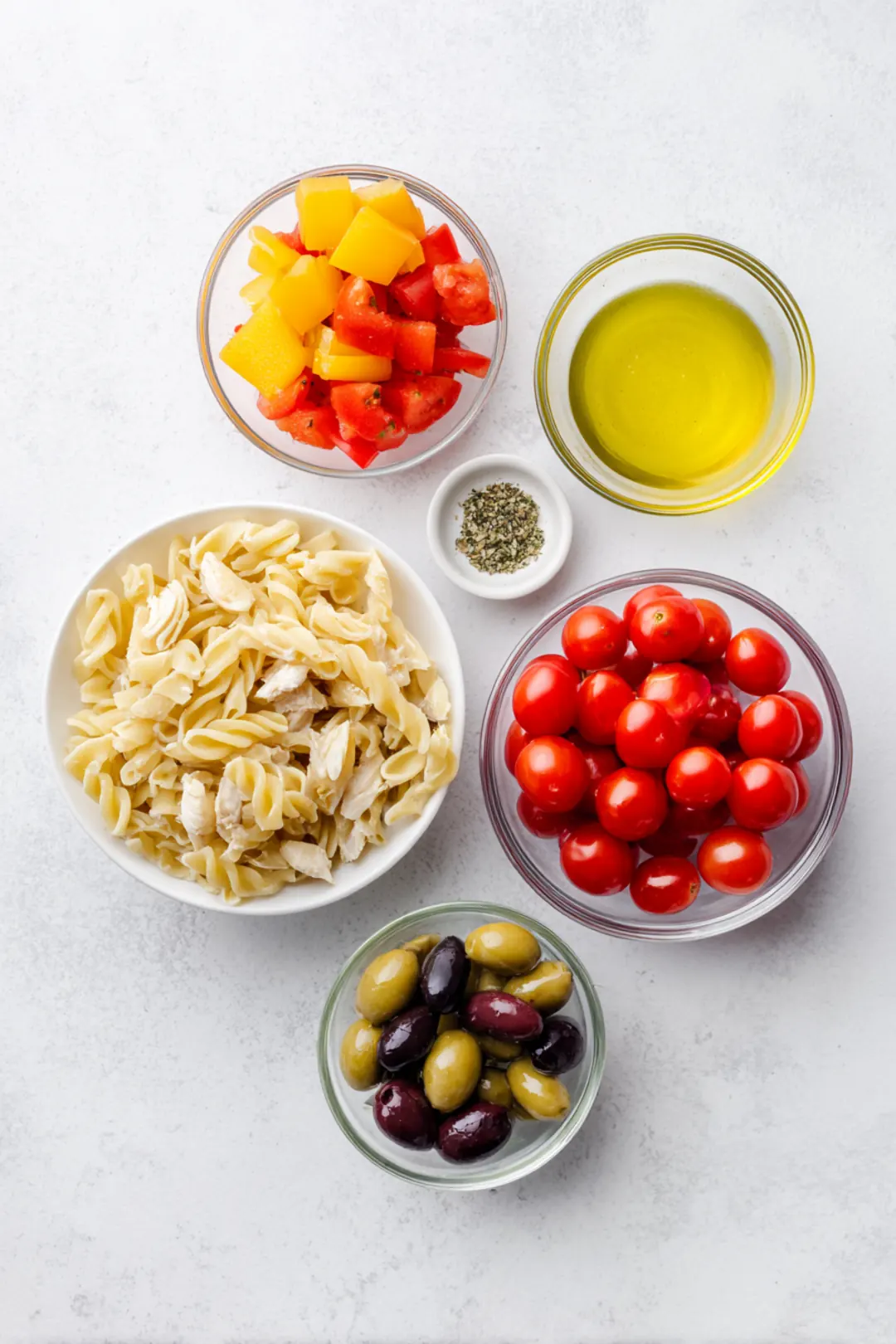 Mediterranean Chicken Pasta Salad - ingredients