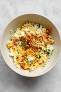 Mix the street corn ingredients in a bowl