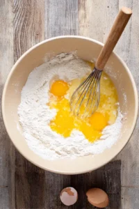 Mix wet ingredients and dry ingredients in separate bowls