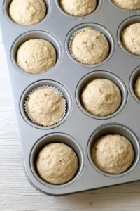 Mix wet ingredients and fill muffin tins