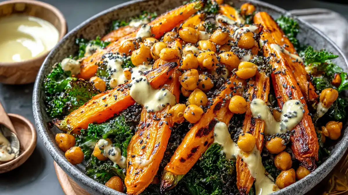One-Pan Roasted Carrot and Chickpea Bowl