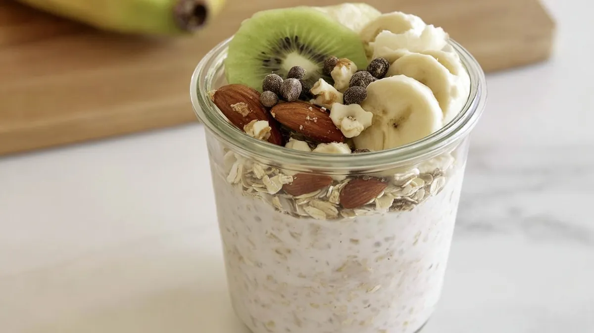 Overnight oats with flax and prebiotic fiber