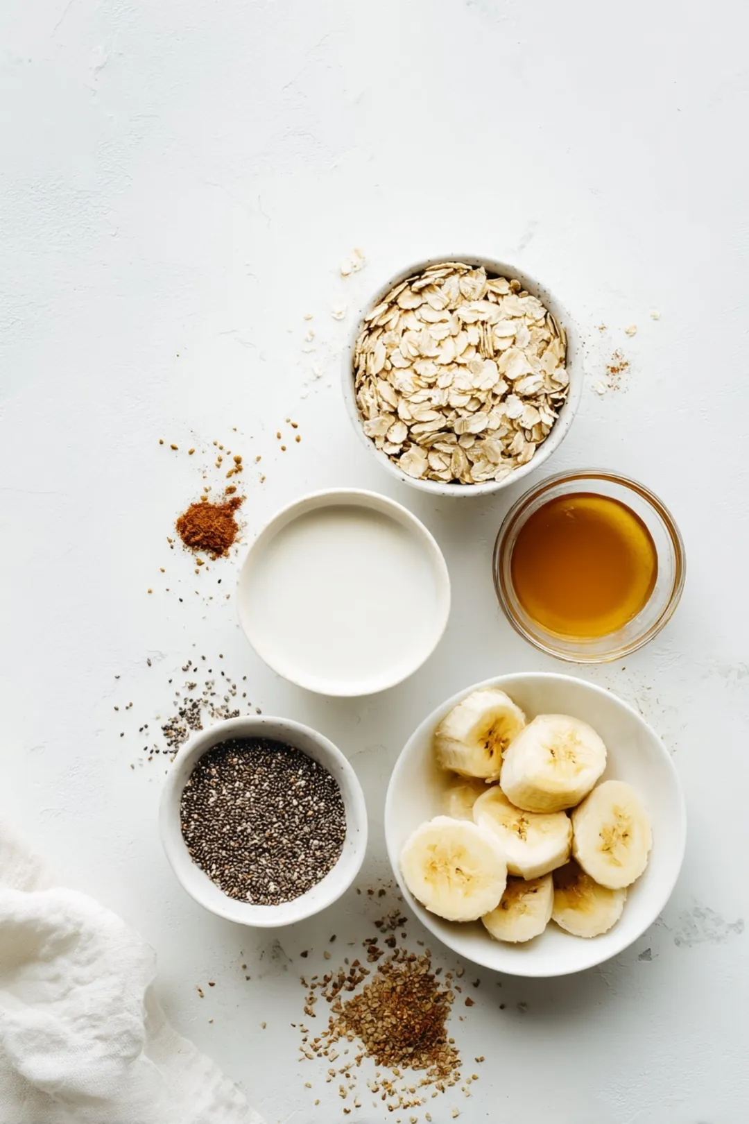 Overnight oats with flax and prebiotic fiber ingredients