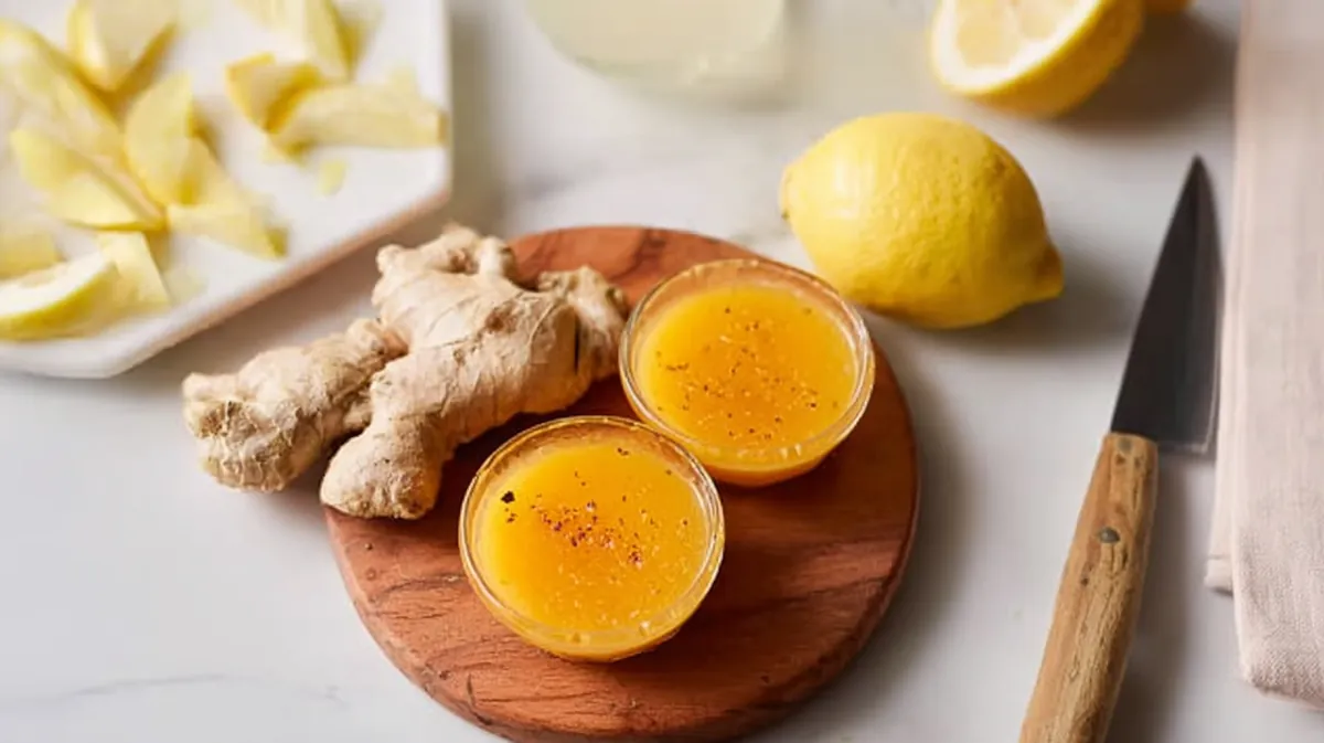 Prebiotic ginger lemon turmeric shots