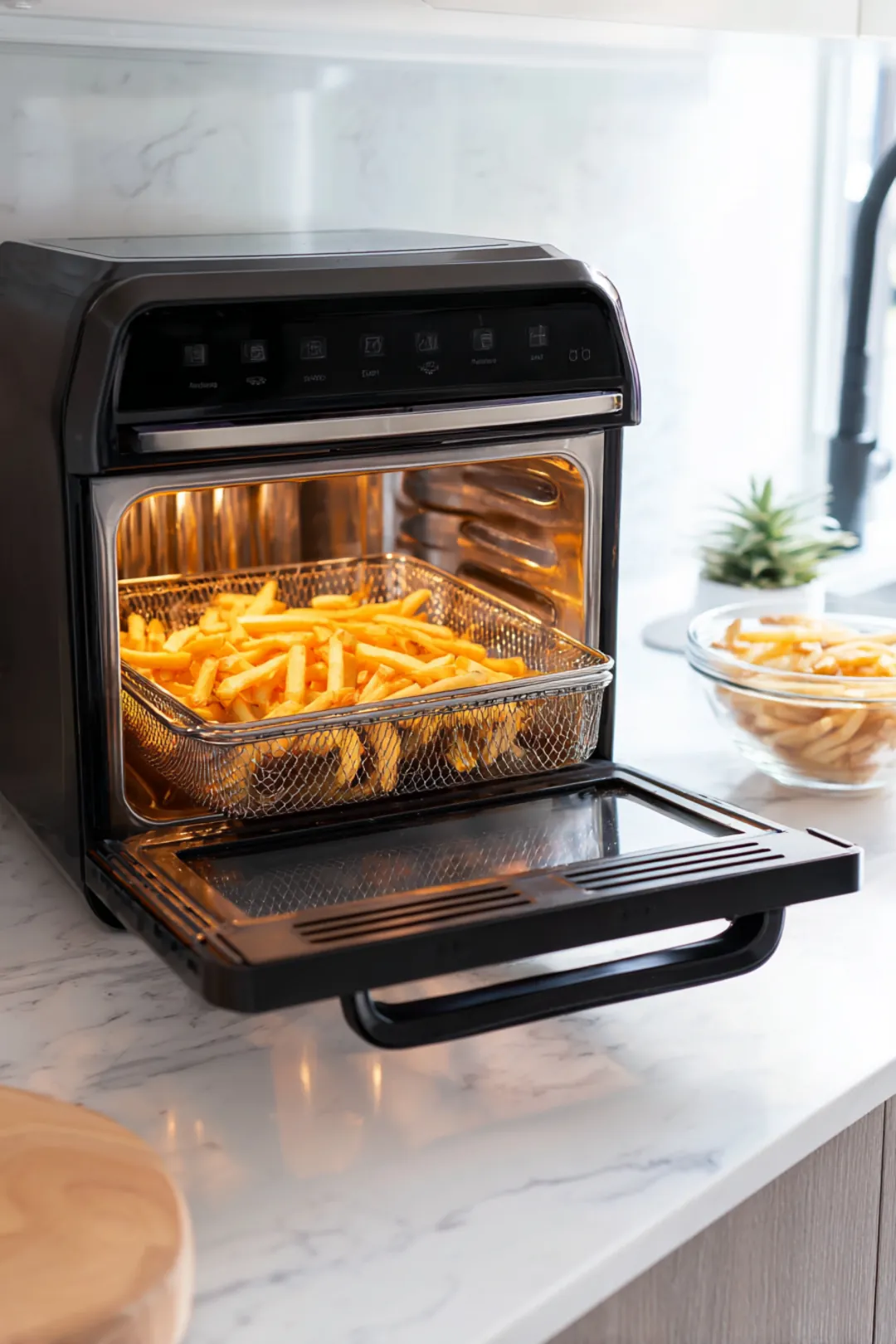 Preheat oven and soak potatoes in water