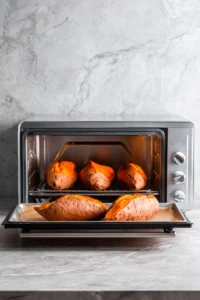 Preheat the oven and prepare the sweet potatoes