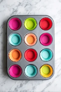Preheat your oven to 350 degrees Fahrenheit and line a muffin tin with cupcake liners
