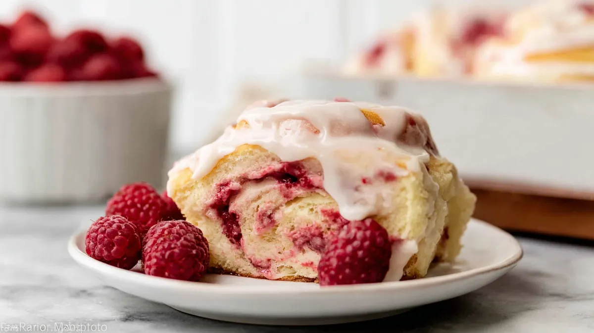 Raspberry Cream Cheese Rolls with Vanilla Glaze