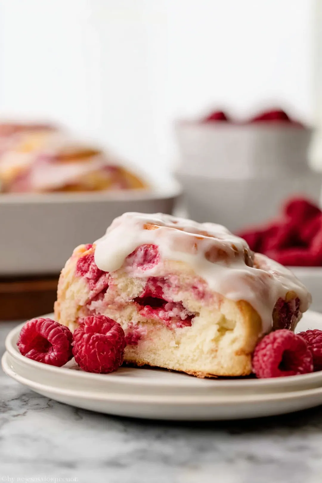 Raspberry Cream Cheese Rolls with Vanilla Glaze