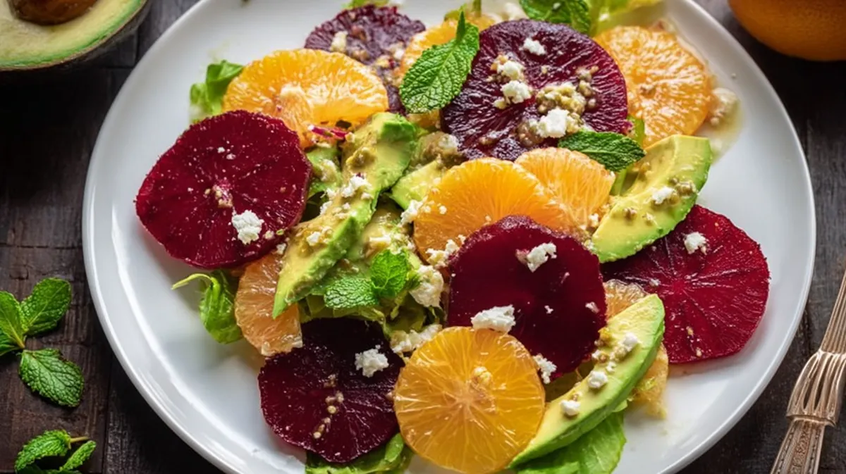 Roasted Beet Orange Avocado Salad