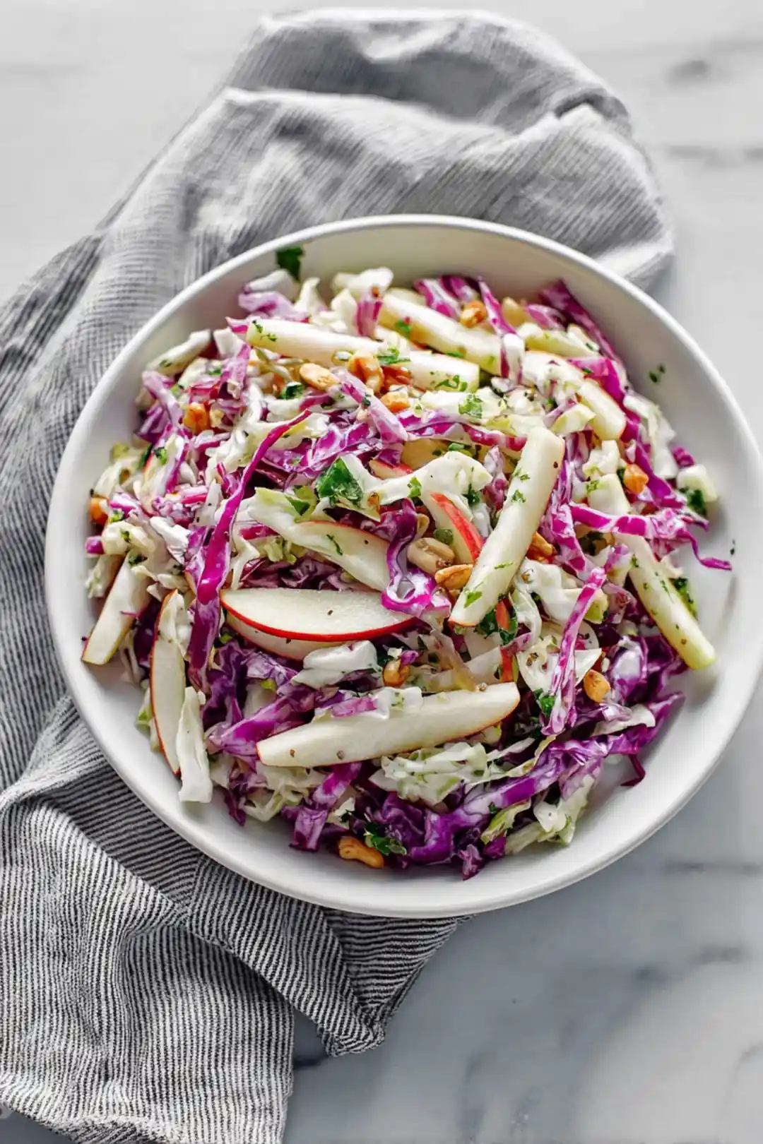 Savory cabbage and apple slaw for gut health