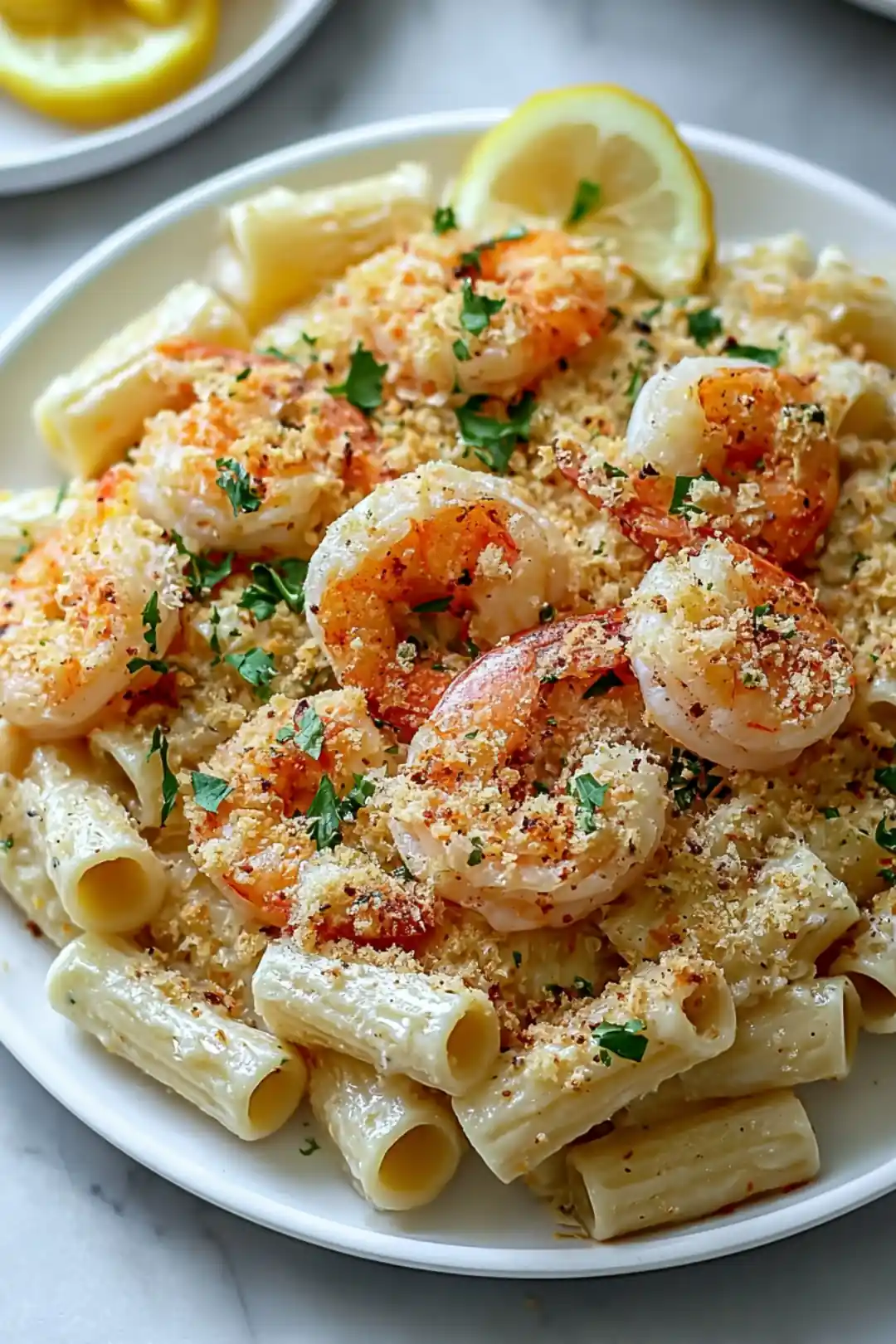 Shrimp scampi pasta bake