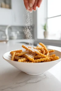 Sprinkle cooked chicken tenders with grated parmesan cheese