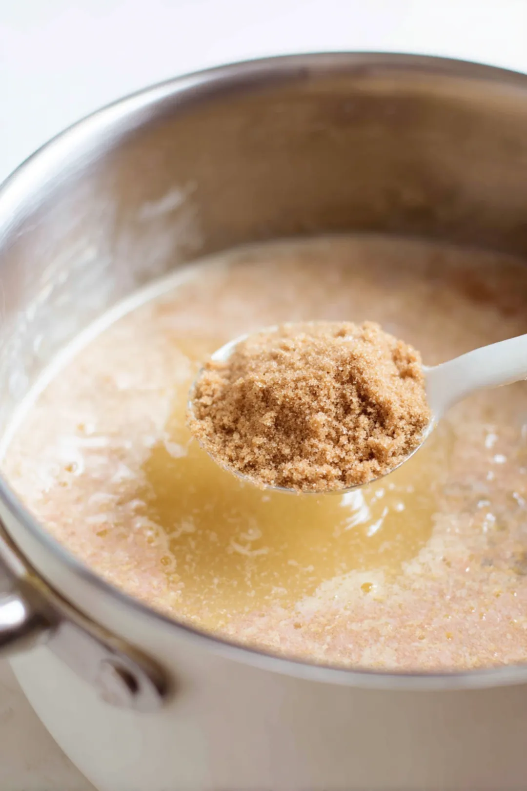 Sprinkle in gelatin or pectin and stir until fully dissolved