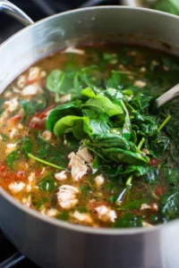 Stir in fresh spinach just before serving