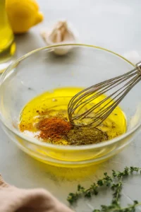 Whisk together olive oil, lemon juice, garlic, smoked paprika, and cumin to create your marinade
