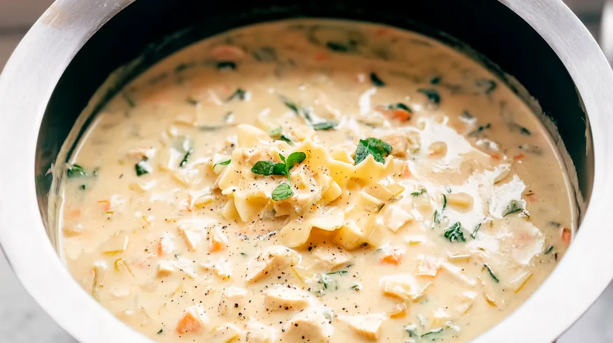 White chicken lasagna soup